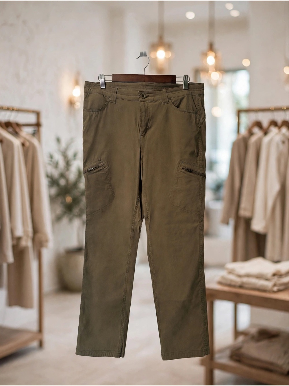 Eddie Bauer Olive Green Straight-Leg Cargo Pants